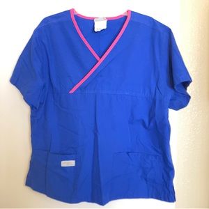 Urbane Scrubs Top XL Royal blue/Primrose trim